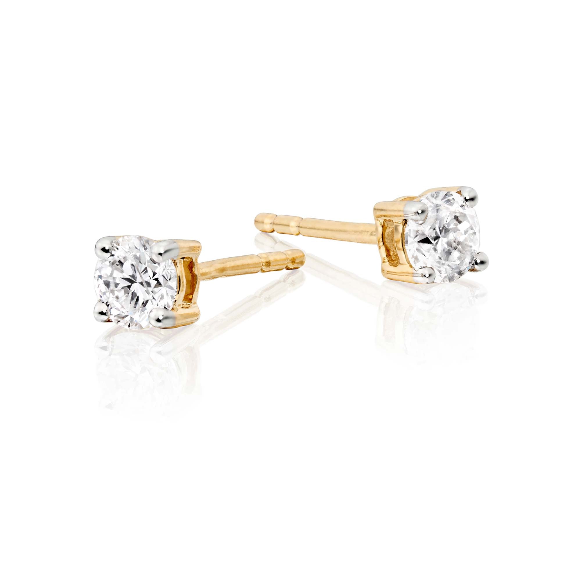 Diamond Stud Earrings 0.20ct Solitaire Diamond Studs 9K Yellow Gold