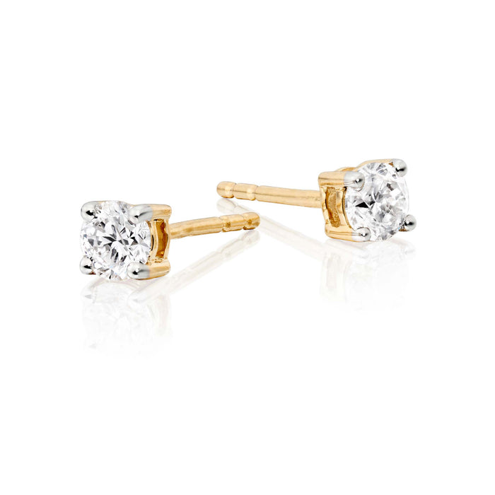 Diamond Stud Earrings 0.20ct Solitaire Diamond Studs 9K Yellow Gold