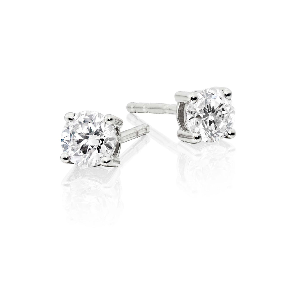 Diamond Stud Earrings 0.60ct Solitaire Diamond Studs 18K White Gold