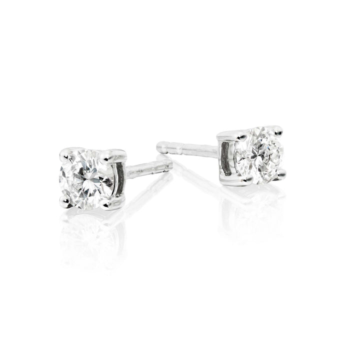 Diamond Stud Earrings 0.30ct Solitaire Diamond Studs 9K White Gold