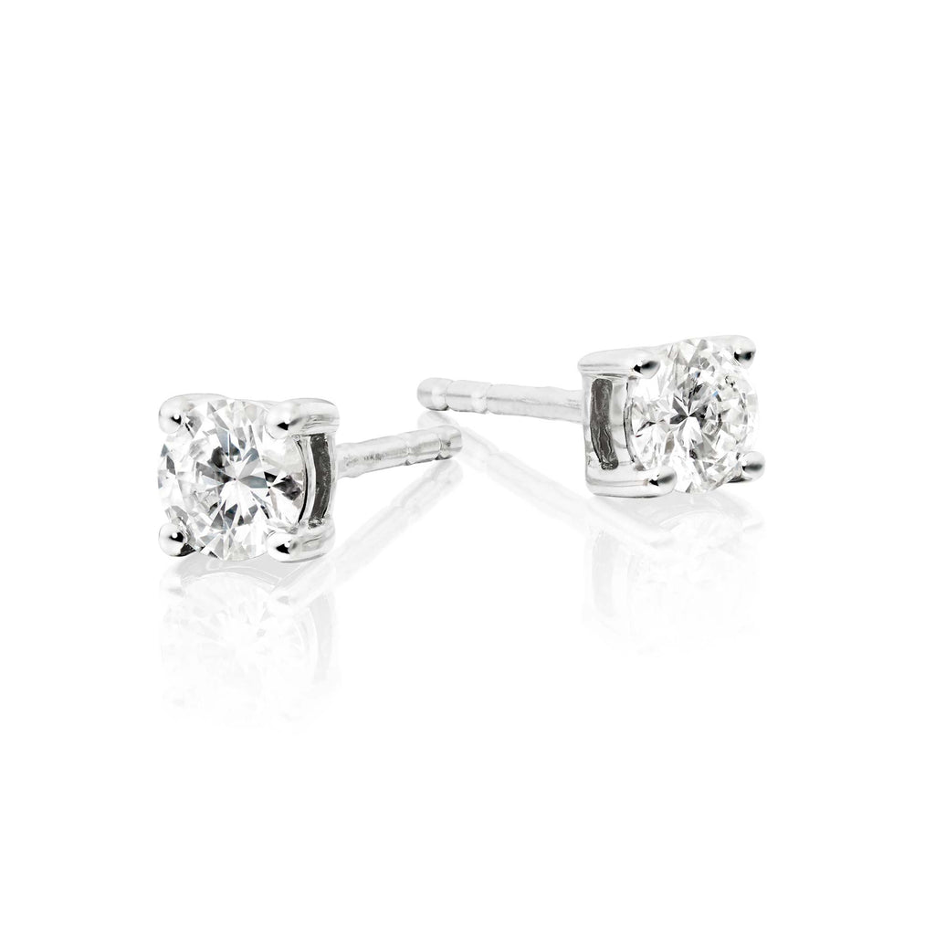 Diamond Stud Earrings 0.30ct Solitaire Diamond Studs 18K White Gold
