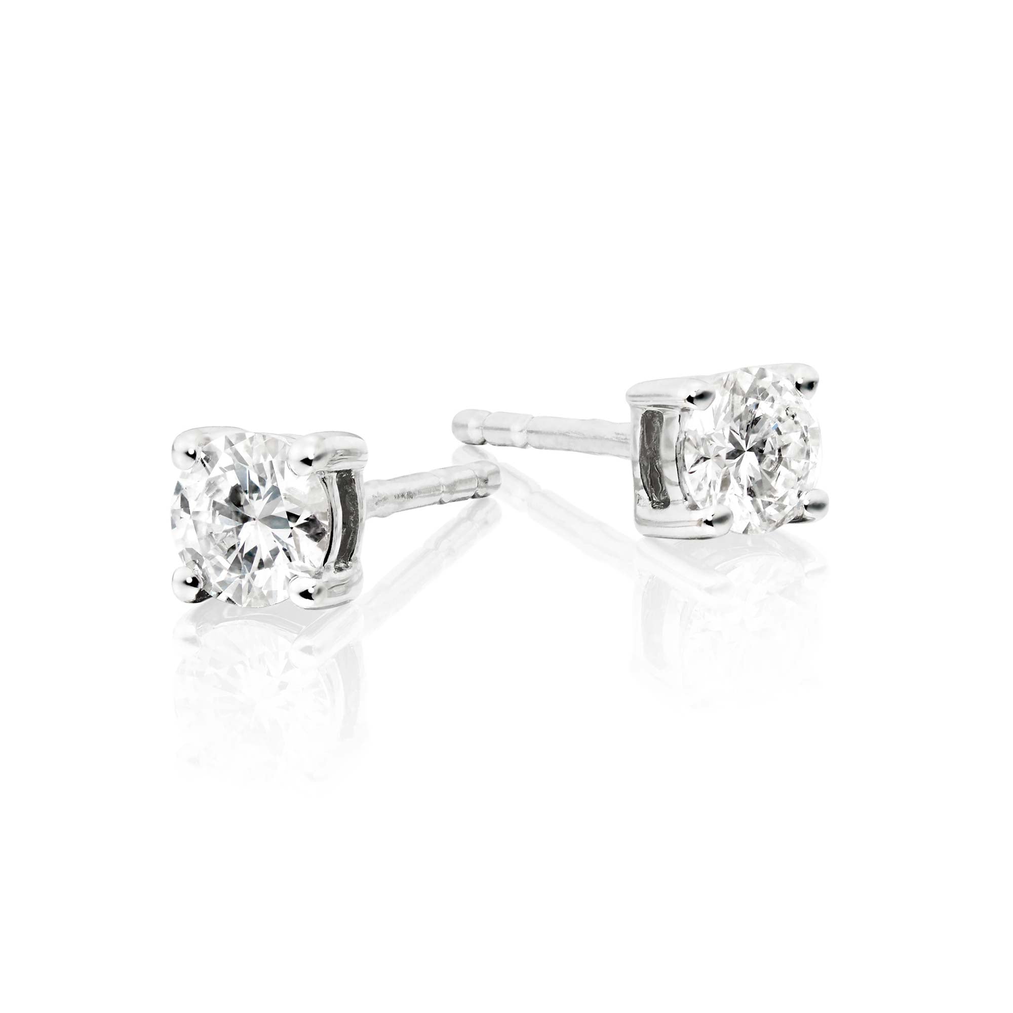 Diamond Stud Earrings 0.30ct Solitaire Diamond Studs 18K White Gold