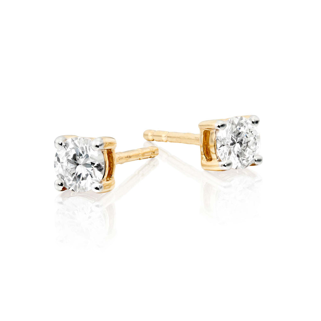 Diamond Stud Earrings 0.30ct Solitaire Diamond Studs 9K Yellow Gold