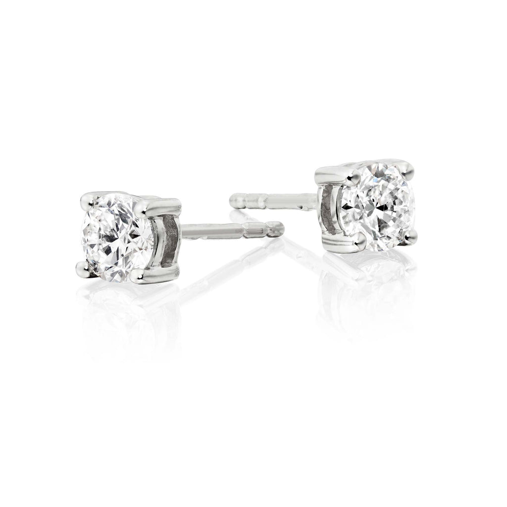 Diamond Stud Earrings 0.50ct Solitaire Diamond Studs 18K White Gold