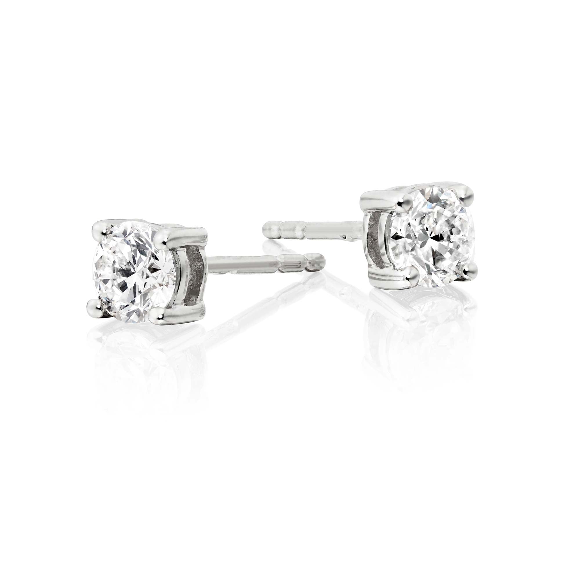 Diamond Stud Earrings 0.50ct Solitaire Diamond Studs 18K White Gold