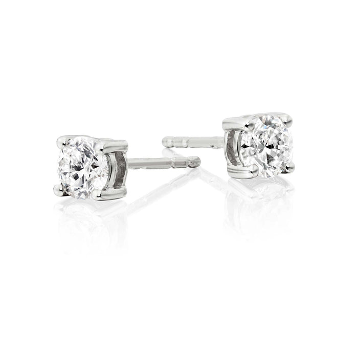 Diamond Stud Earrings 0.50ct Solitaire Diamond Studs 18K White Gold