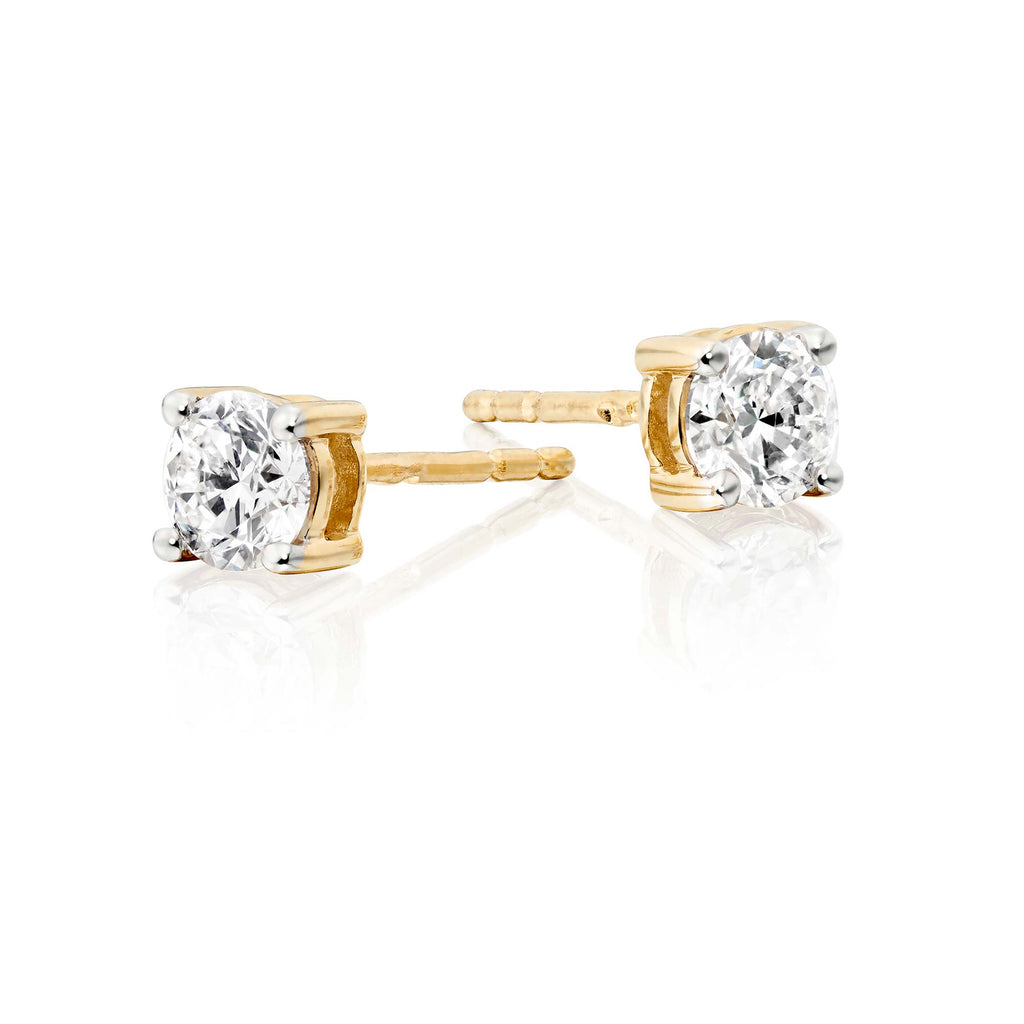 Diamond Stud Earrings 0.50ct Solitaire Diamond Studs 9K Yellow Gold