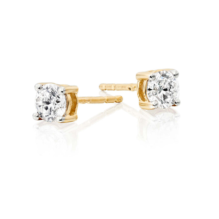 Diamond Stud Earrings 0.50ct Solitaire Diamond Studs 18K Yellow Gold