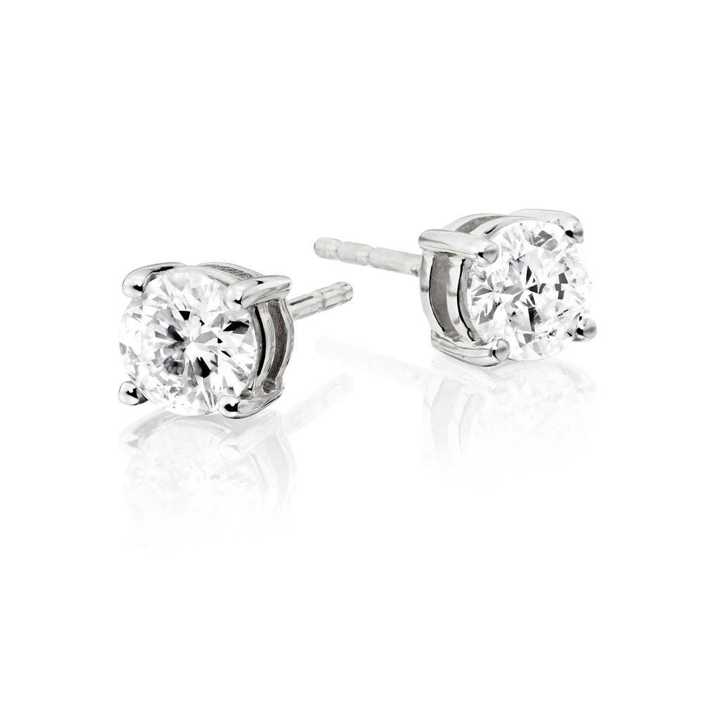Diamond Stud Earrings 0.80ct Solitaire Diamond Studs 18K White Gold