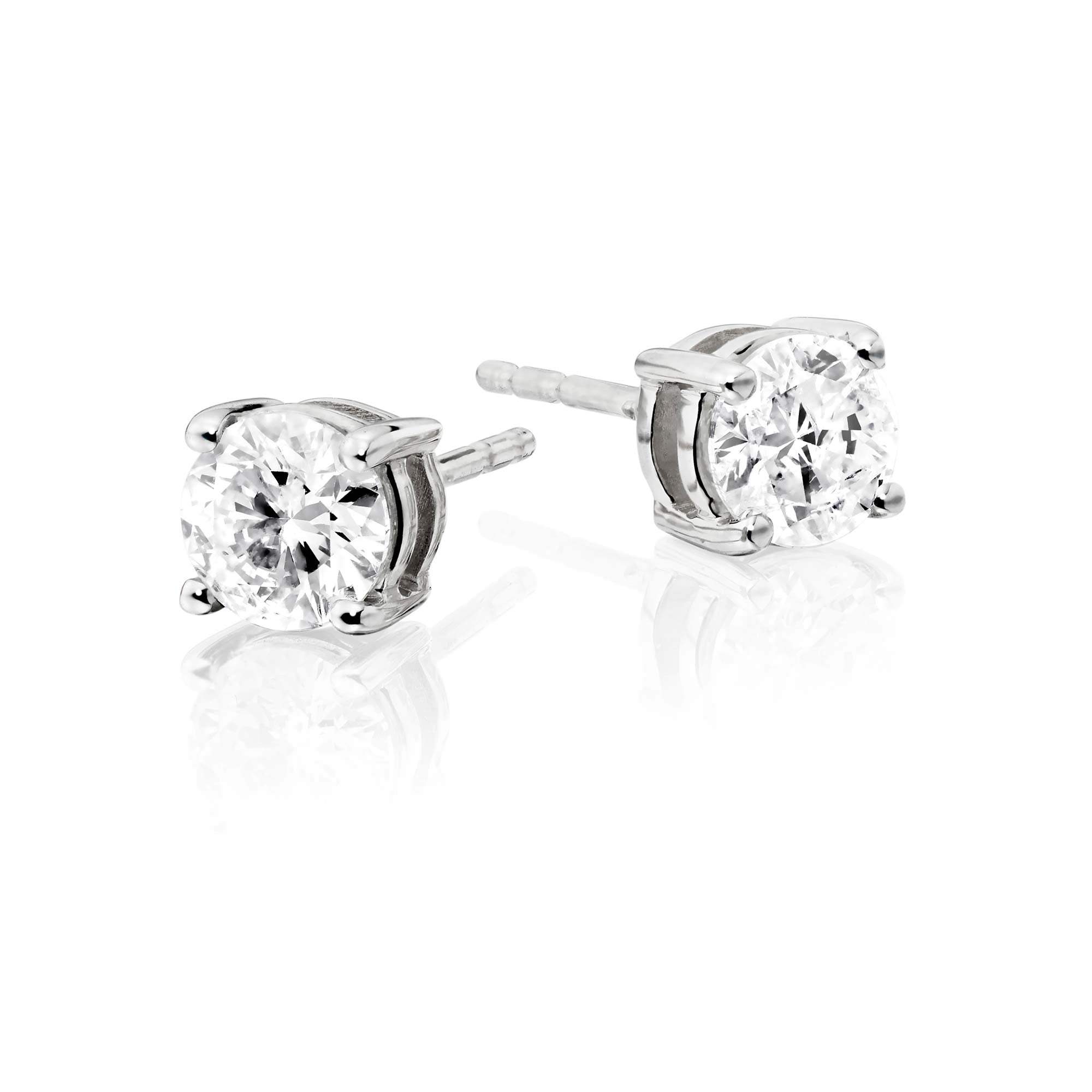 Diamond Stud Earrings 0.80ct Solitaire Diamond Studs 18K White Gold