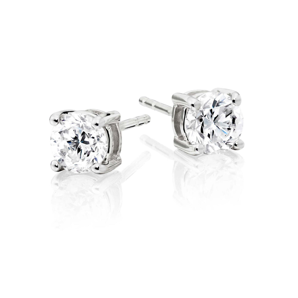 Diamond Stud Earrings 1.00ct Solitaire Diamond Studs 9K White Gold