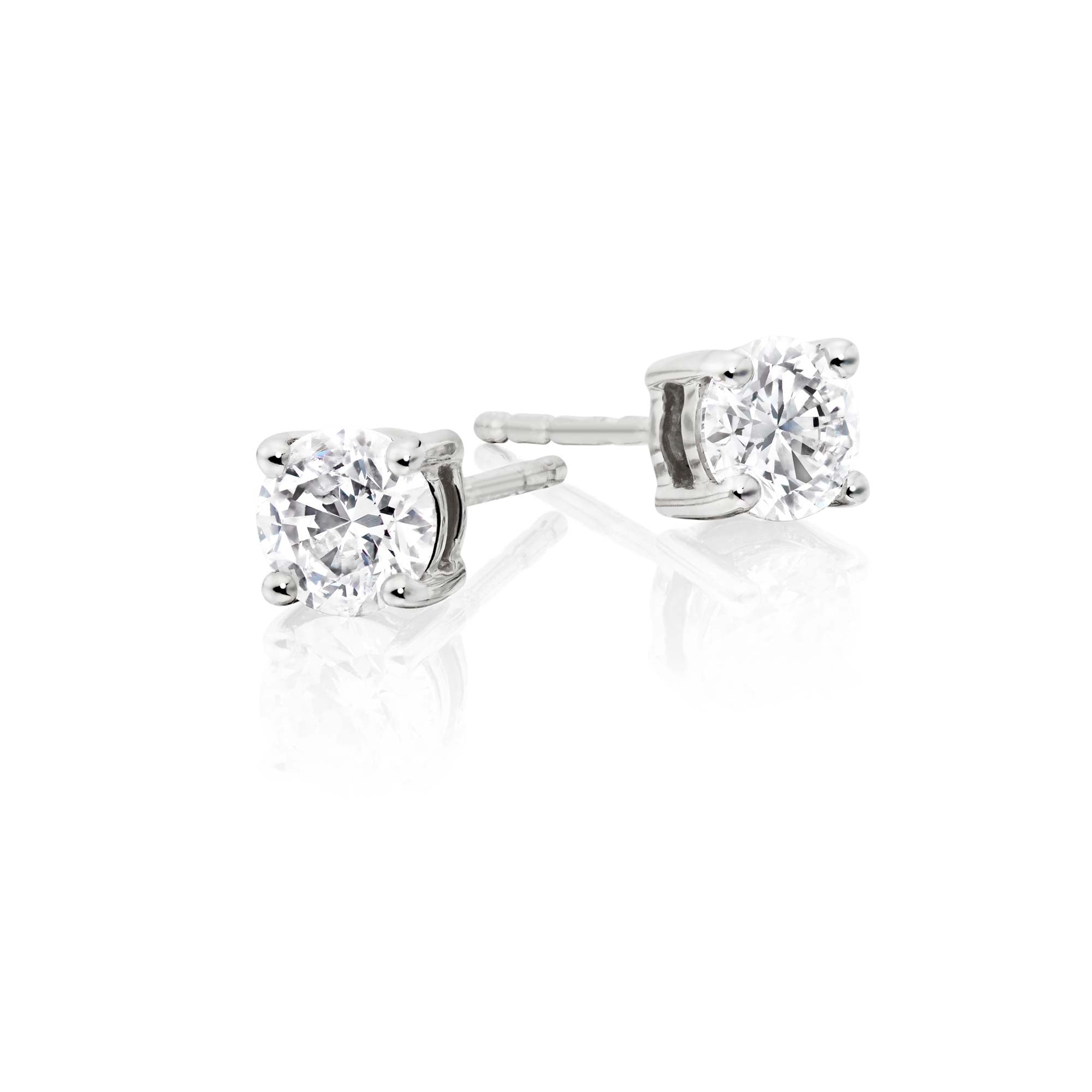 Diamond Stud Earrings 0.40ct Solitaire Diamond Studs 9K White Gold