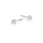Solitaire 0.10ct 3 Claw round diamond studs in 9K white gold