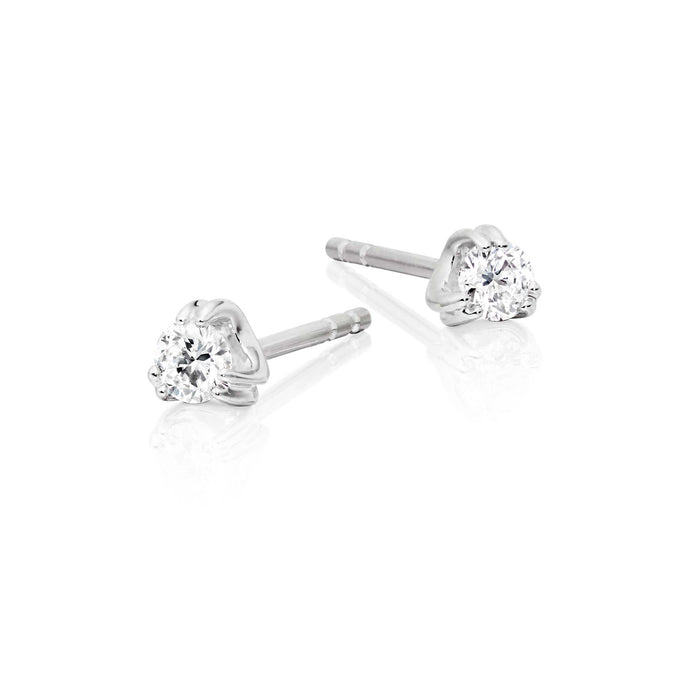 Diamond Stud Earrings 0.20ct 3 Claw 9K White Gold-G/HSI
