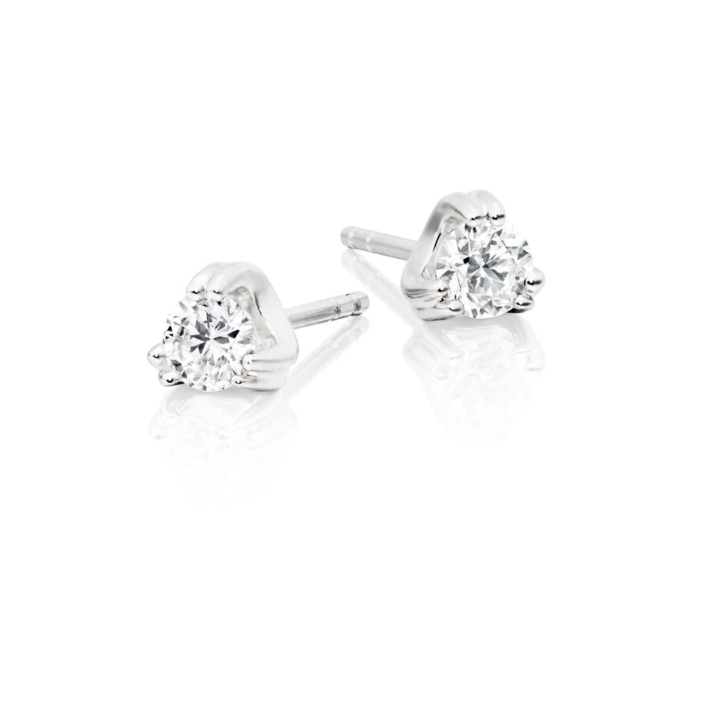 Solitaire 0.40ct 3 Claw round diamond studs in 18K white gold