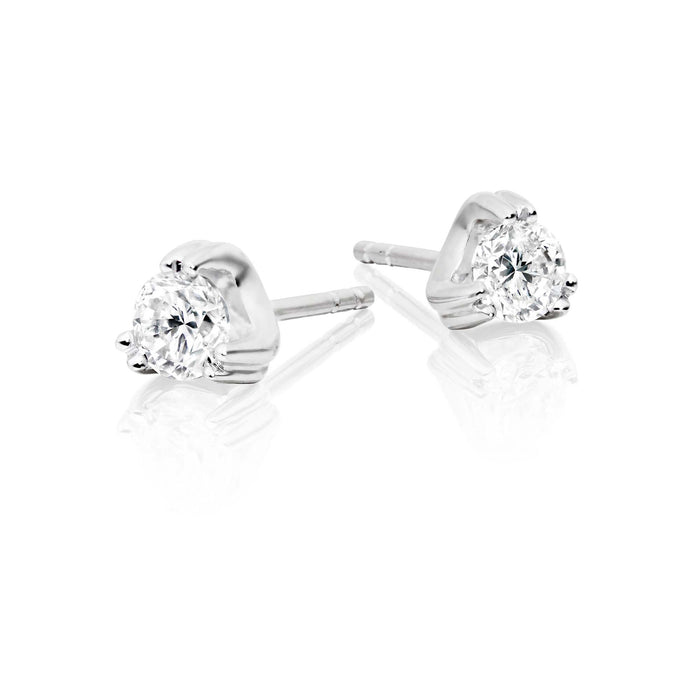 Diamond Stud Earrings 0.50ct 3 Claw 9K White Gold-G/HSI