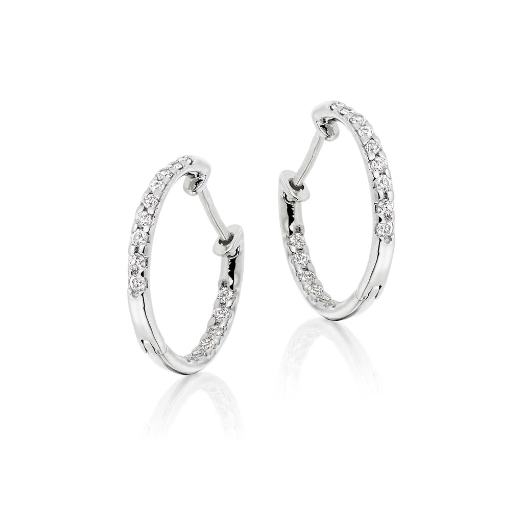 Glamour single line 0.25ct diamond hoop earrings in 9K white gold