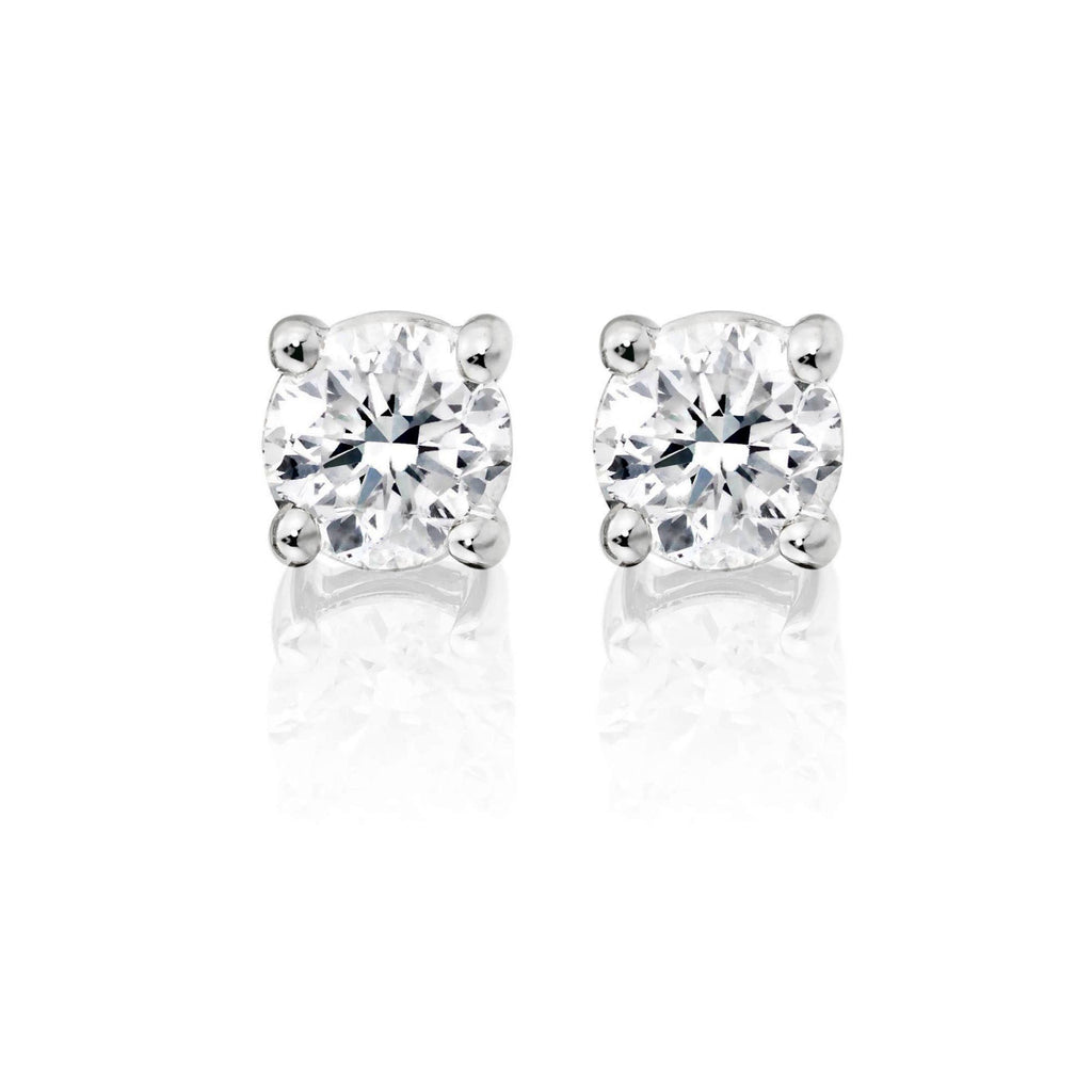 Diamond Stud Earrings 1.00ct Solitaire Diamond Studs 9K White Gold