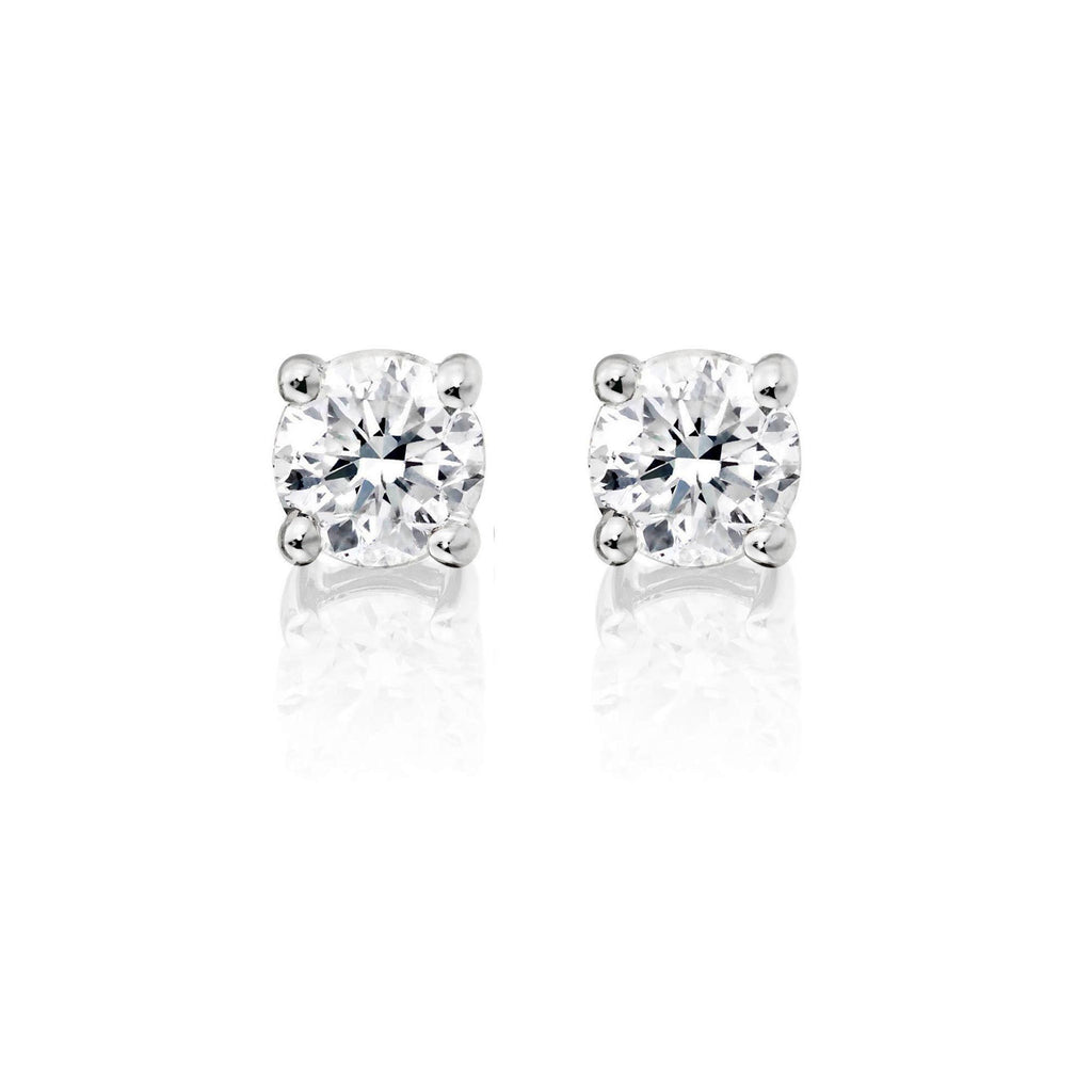 Diamond Stud Earrings 0.20ct Solitaire Diamond Studs 9K White Gold