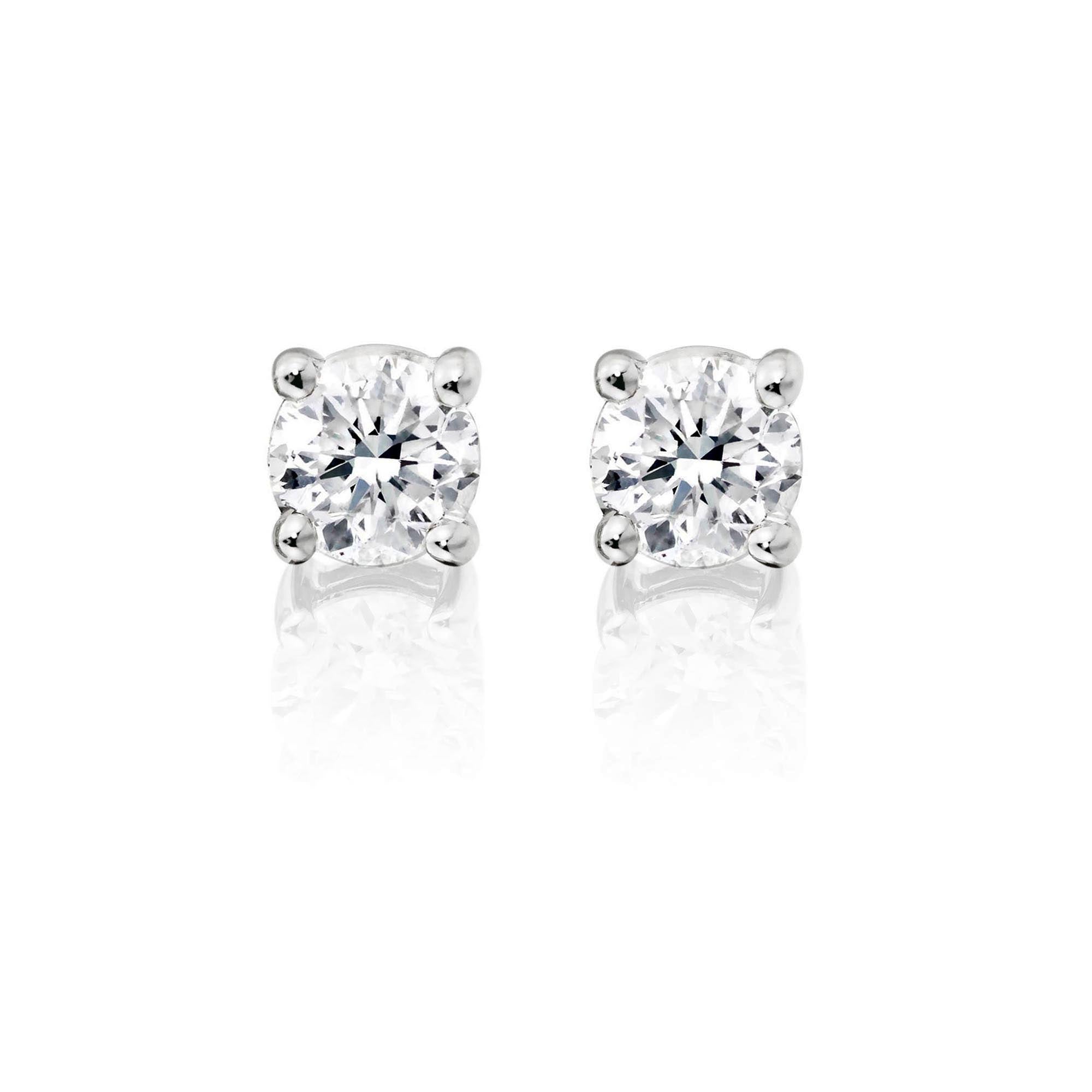 Diamond Stud Earrings 0.30ct Solitaire Diamond Studs 9K White Gold