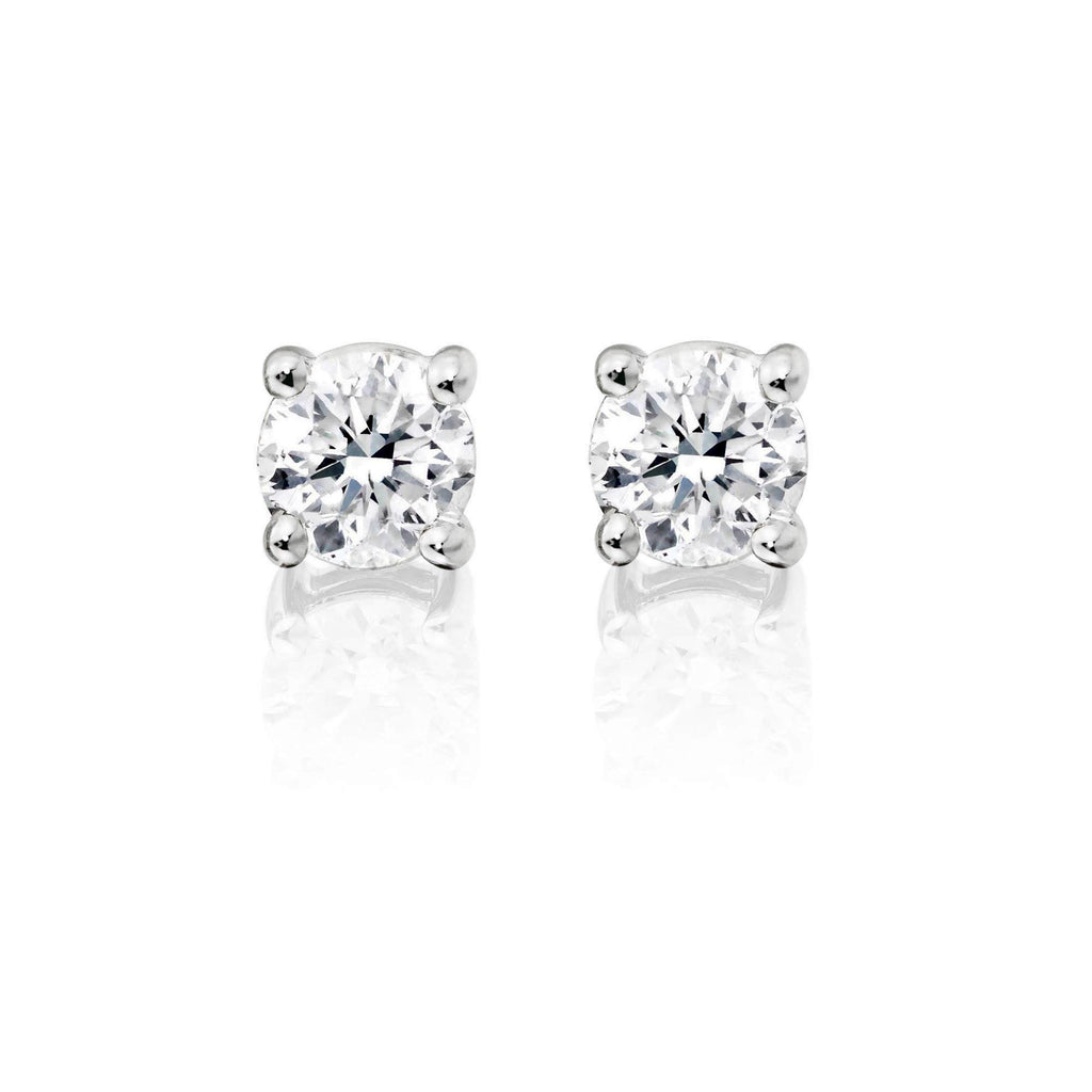 Diamond Stud Earrings 0.40ct Solitaire Diamond Studs 18K White Gold