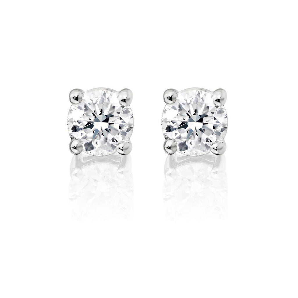 Diamond Stud Earrings 0.80ct Solitaire Diamond Studs 9K White Gold