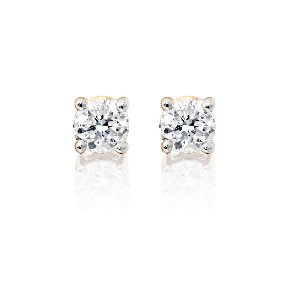 Diamond Stud Earrings 0.10ct Solitaire Diamond Studs 9K Yellow Gold