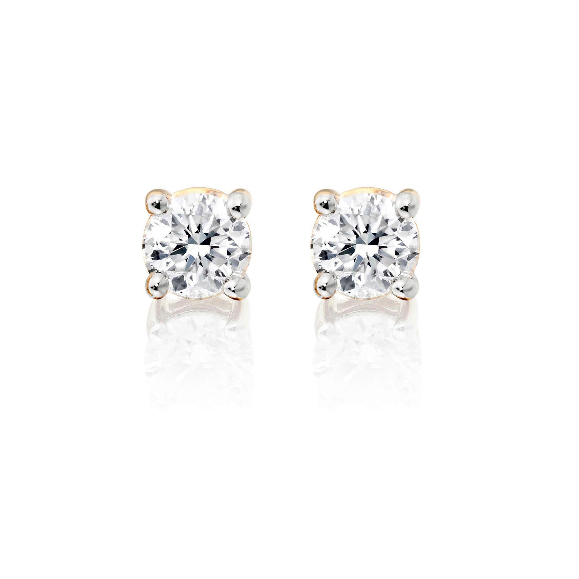Diamond Stud Earrings 0.10ct Solitaire Diamond Studs 9K Yellow Gold