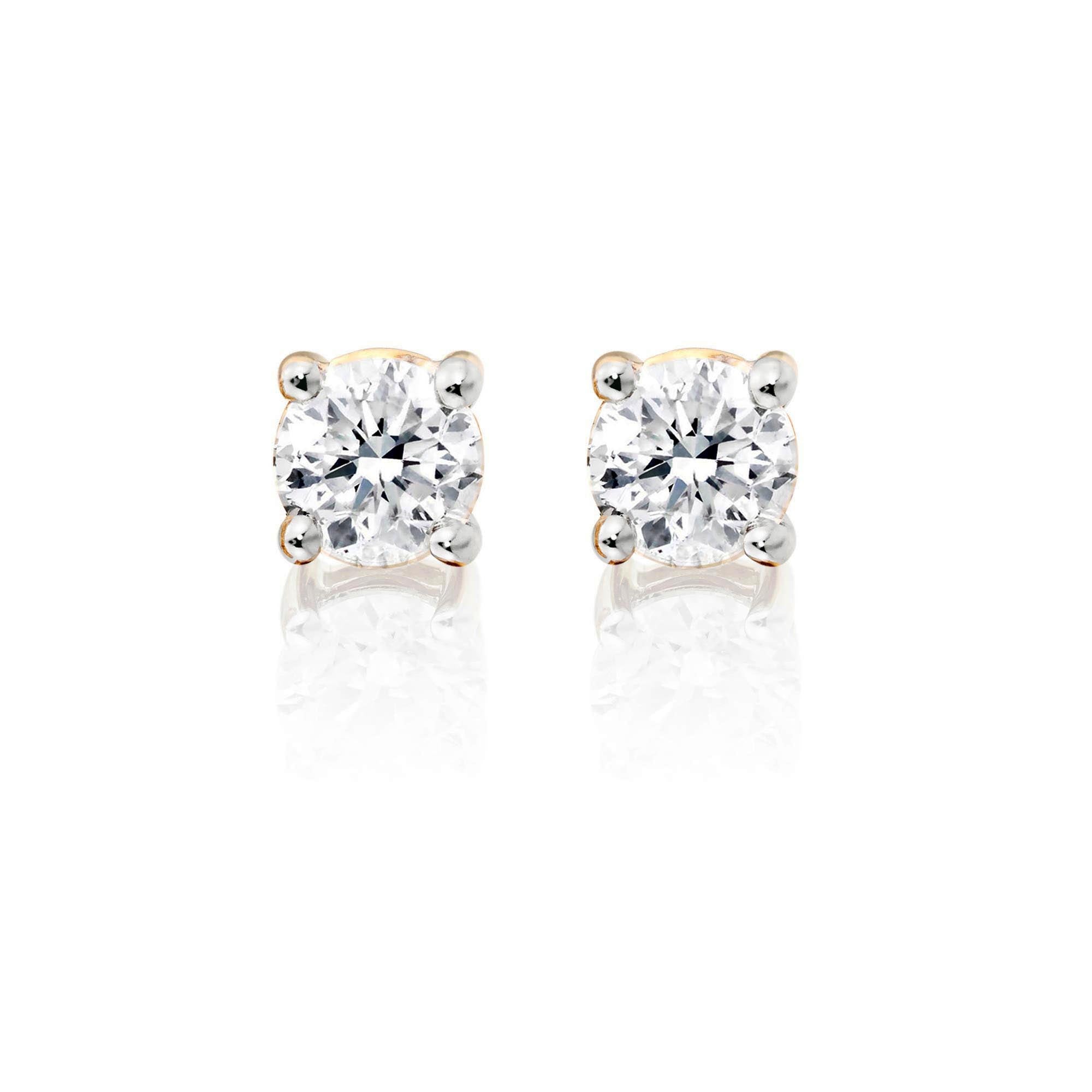 Diamond Stud Earrings 0.20ct Solitaire Diamond Studs 9K Yellow Gold