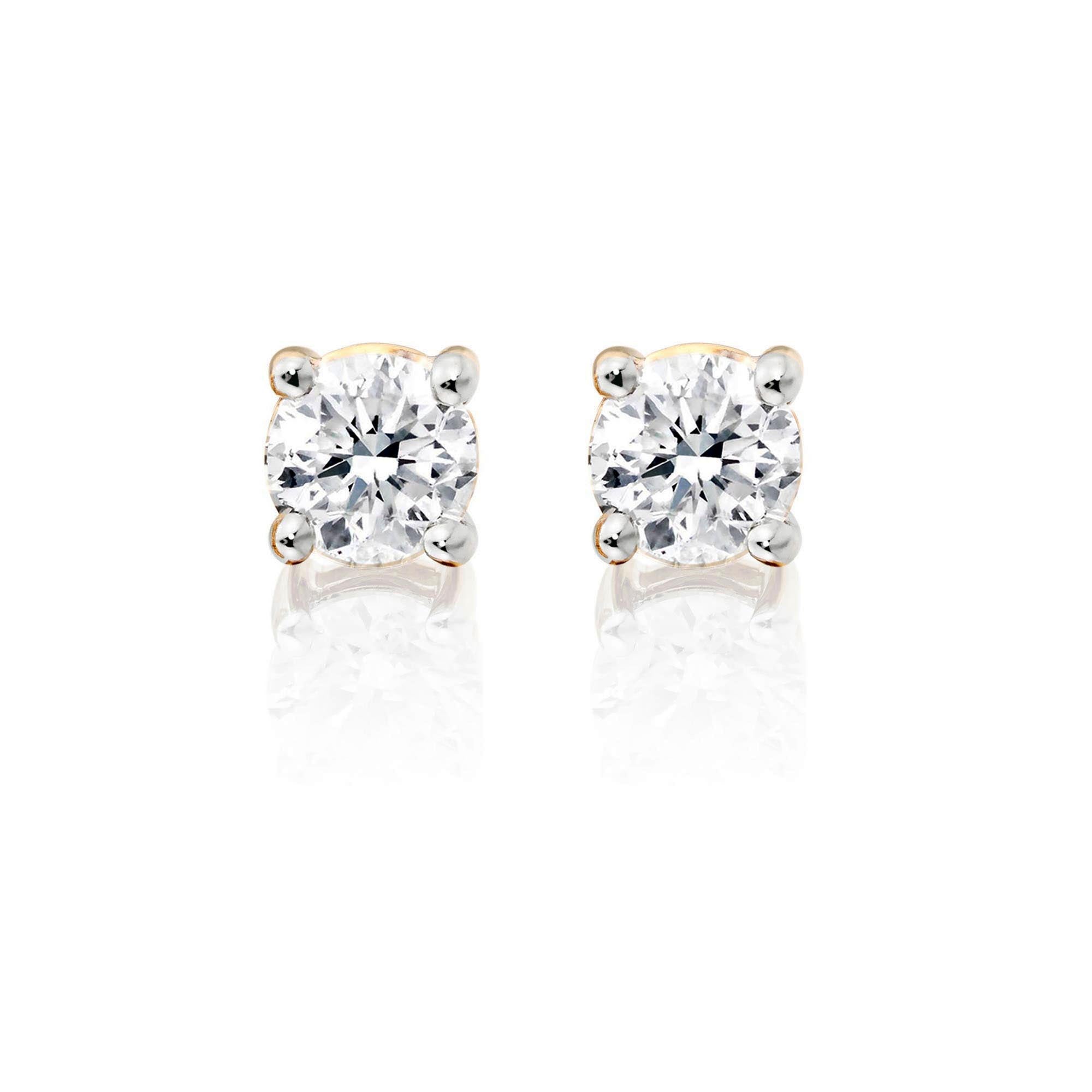 Diamond Stud Earrings 0.30ct Solitaire Diamond Studs 9K Yellow Gold