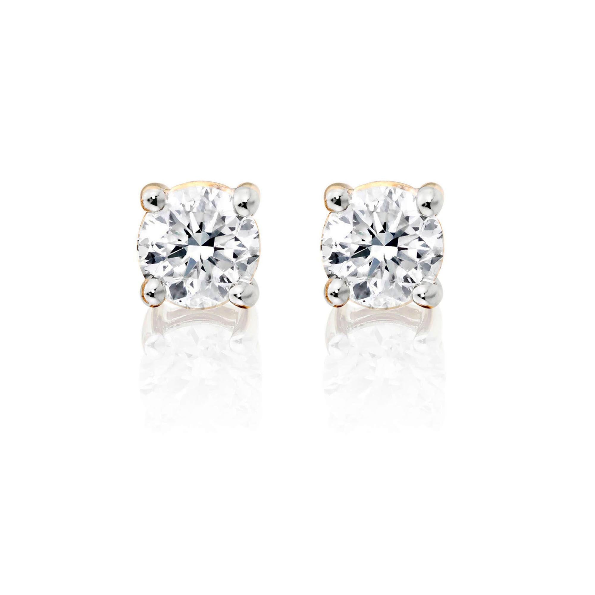 Diamond Stud Earrings 0.50ct Solitaire Diamond Studs 18K Yellow Gold
