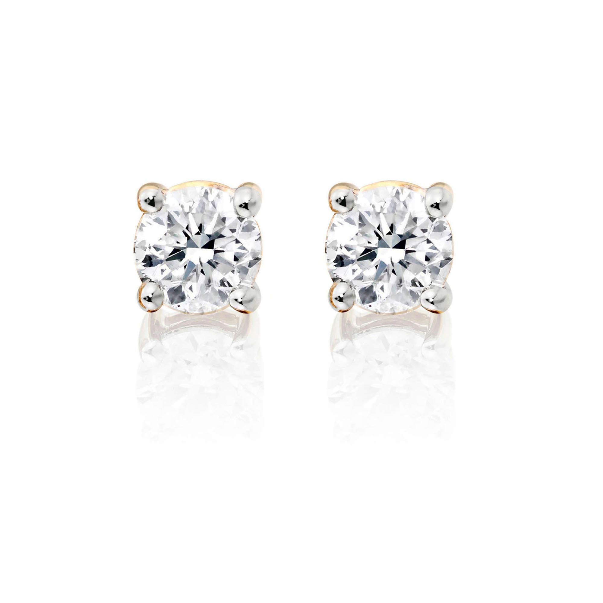 Diamond Stud Earrings 0.60ct Solitaire Diamond Studs 9K Yellow Gold 