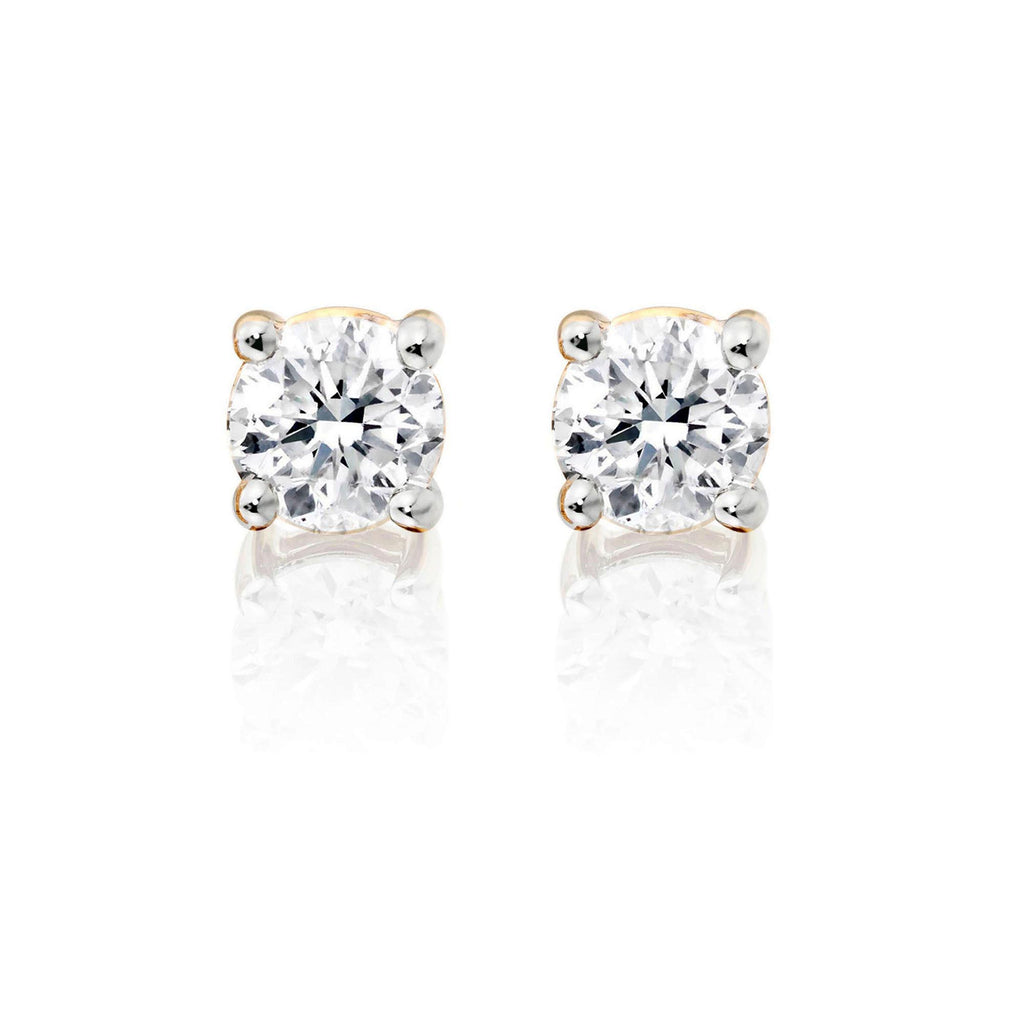 Diamond Stud Earrings 0.60ct Solitaire Diamond Studs 18K Yellow Gold