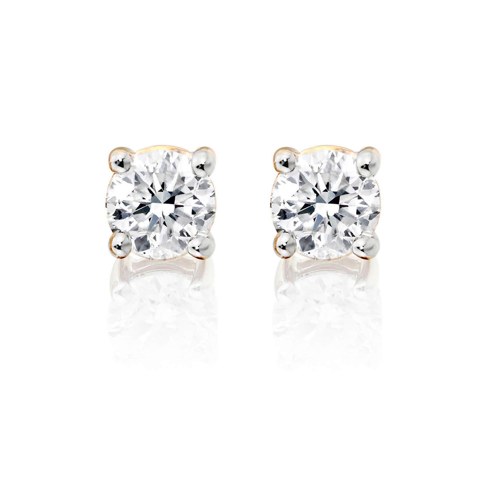 Diamond Stud Earrings 0.80ct Solitaire Diamond Studs 9K Yellow Gold