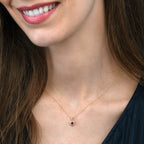 0.40ct Ruby Pendant Necklace 0.07ct Diamond 9K Yellow Gold
