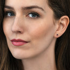 0.40ct Ruby Stud Earrings with Diamond Halo 9K Yellow Gold