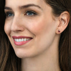 Ruby Stud Earrings with 0.03ct Diamonds 9K Yellow Gold