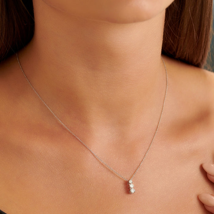 Graduating 3 Diamond 0.30ct Pendant In 9K White Gold