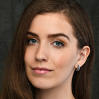Sterling Silver Blue Hoop Earrings with Cubic Zirconia Stones