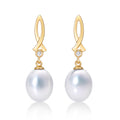 Freshwater Pearl Drop Earrings Pearls & Cubic Zirconia 9K Yellow Gold