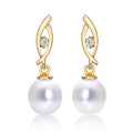 Freshwater Pearl Drop Earrings Pearls & Cubic Zirconia 9K Yellow Gold