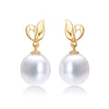 Pearl Drop Earrings with Freshwater Drop Pearls in 9K Yellow Gold