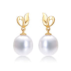 Pearl Drop Earrings with Freshwater Drop Pearls in 9K Yellow Gold