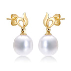 Pearl Drop Earrings with Freshwater Drop Pearls in 9K Yellow Gold