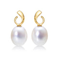 Freshwater Pearl Drop Earrings with White Drop Pearls in 9K Yellow Gold