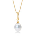 Pearl Drop Pendant Necklace with Freshwater Pearl 9K Yellow Gold