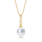 Pearl Drop Pendant Necklace with Freshwater Pearl 9K Yellow Gold