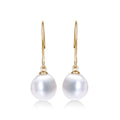Pearl Drop Earrings with White Freshwater Drop Pearls in 9K Yellow Gold