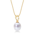Pearl Drop Pendant Single White Freshwater Pearl in 9K Yellow Gold