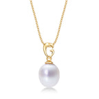 Pearl Drop Pendant Single White Freshwater Pearl in 9K Yellow Gold
